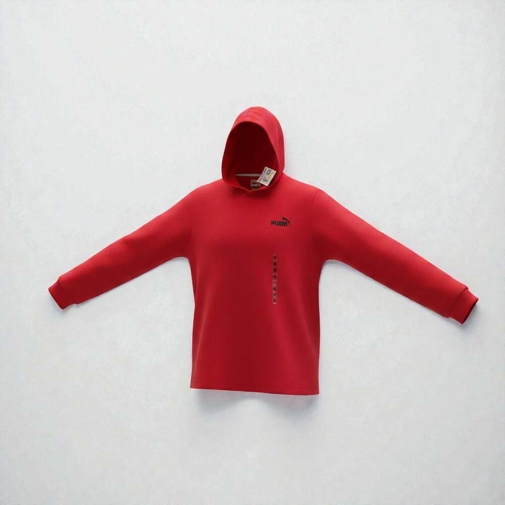 Puma Ess LS Hooded Jersey Top High Risk Red Size M